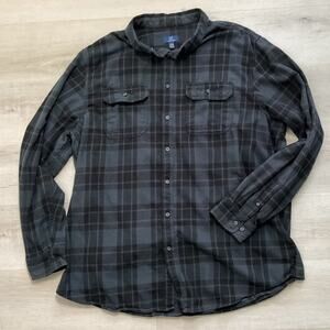 George Blue Black Mens Plaid Flannel Button Up Collared Shirt Big and Tall 3XLT